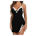 thumbnail image 2 of Womens Lace Chemise Nightgown V Neck Sleeveless Teddy Lingerie Sleepwear, 2 of 4
