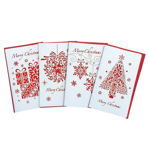 Gymnture 4pcs Merry Christmas Cards with Envelopes - Random Style