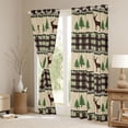 thumbnail image 3 of Homewish Wildlife Moose Deer Curtains Pack of 2 (42x84 Each) for Kids, Jungle Pine Tree Curtains Blackout, Retro Rustic Plaid Bedroom Curtains, Blackout Curtains Room Decor, 3 of 6