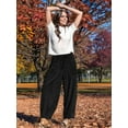 thumbnail image 6 of Women'S Corduroy Pants Baggy Wide Leg Pants Casual Elastic Waisted Palazzo Harem Pants with Pockets Black S, 6 of 7