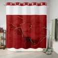 thumbnail image 6 of No Hook Shower Curtain with Built-in Rings - Red WatercolorTextured Washable Waterproof Fabric Bathroom Curtains for Hotel,Rentals, 66 X 72 Inch Long , Abstract Gold Fluid Line Minimalist, 6 of 9