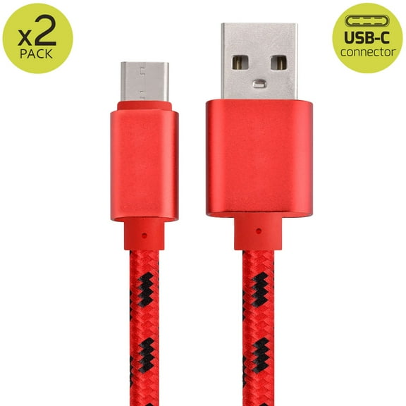 2x 6FT USB Type C Fast Charging Cable USB-C Type-C 3.1 Data Sync Charger Cable Cord For Samsung Galaxy S8 S8 Plus S9 S9 Plus S10 S10  S10e Nexus 5X 6P OnePlus 2 3 LG G5 G6 V20 HTC M10 Google Pixel XL