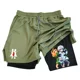 thumbnail image 2 of Pantalones cortos para correr 2 en 1 para hombre con bolsillos para teléfono, toalla con lazo, estampado de anime, pantalones cortos de compresión atléticos ligeros para entrenamiento en gimnasio, 2 of 5