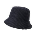 thumbnail image 5 of Tnobhg Women Fisherman Hat Striped Solid Color Wide Brim Thick Warm Windproof Sunscreen Foldable Flat Top Casual Lady Fall Winter Outdoor Bucket Hat Cap, 5 of 8