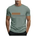 thumbnail image 2 of YHAJDS Men Stripe Print Sport Tee Short Sleeve Crew Neck Summer Gym Top, 2 of 5