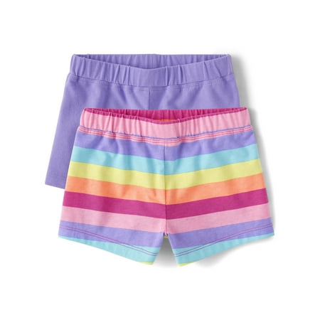 The Children's Place Toddler Girls Rainbow Striped Shorts, 2-Pack, Sizes 2T-5T