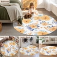 thumbnail image 5 of Round Rugs 3.3Ft, Orange Watercolor Floral Round Area Rug Washable Indoor Throw Carpet, Spring Flower Abstract Art Soft Non Slip Circle Rug for Laundry Room Patio Home Decor Aesthetic, 5 of 8