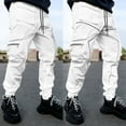 thumbnail image 2 of Men's Casual Pants Mid Waist Retro Pants Reflective Drawstring Printed Mens Casual With Pockets Ethnic Mens White 3XL, 2 of 4