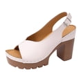 thumbnail image 6 of Pandaie Heeled Sandals for Women 2026 Open Toe Dressy Chunky High Heels Slingback Platform Wedge Mules Bridal Party Wedding Shoes White 8.5, 6 of 7
