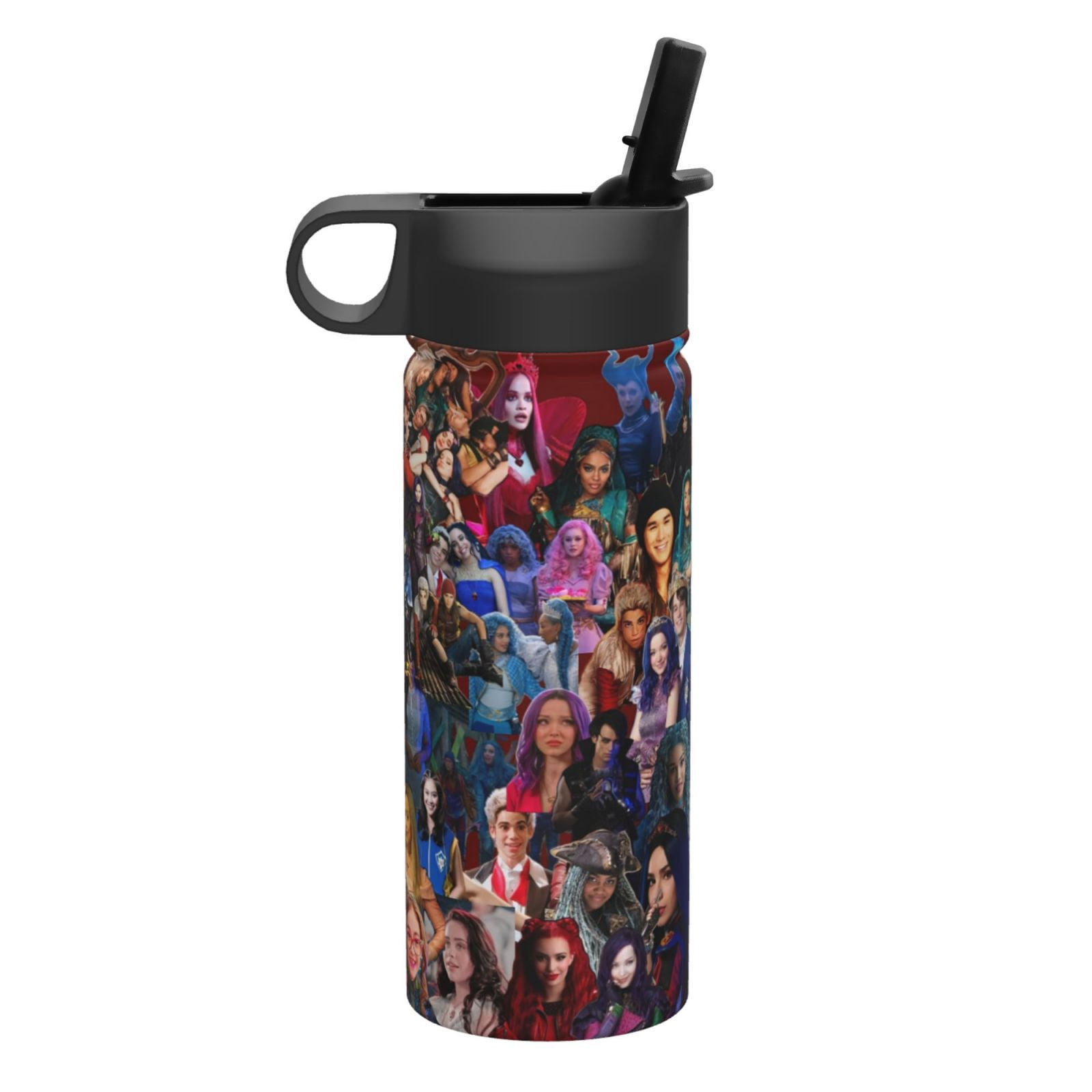 Descendants Kids Water Bottle with Flip Straw Lid 18OZ Vacuum Insulated Stainless Steel Thermos Leakproof School Travel Sports Cup for Boys Girls Gift