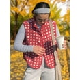 thumbnail image 5 of Women Checkered Vest Sleeveless Winter Fleece Jacket High Neck Zip Up Plaid Gilet with Chest Pocket Red M, 5 of 9
