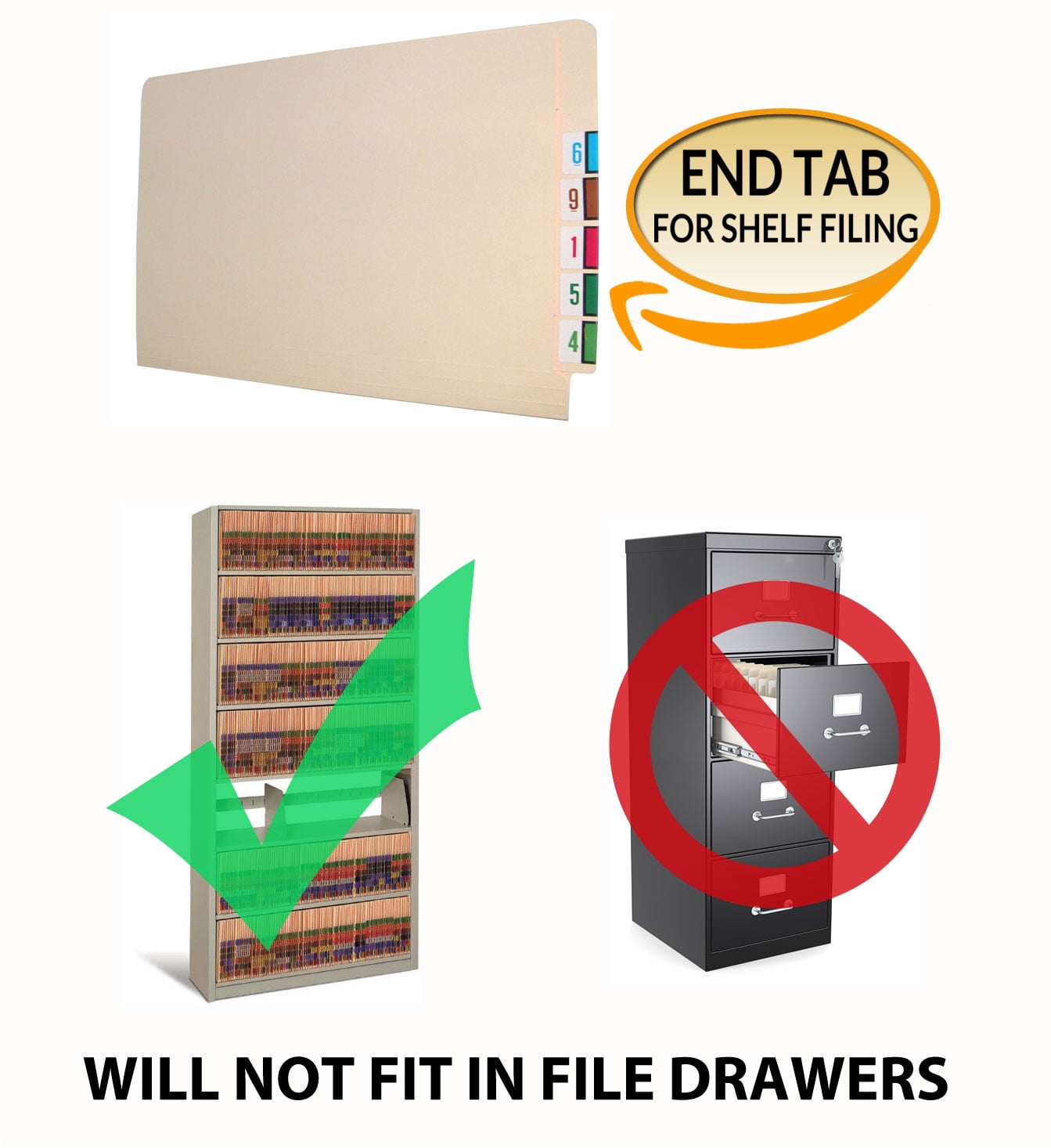 Ecom Folders End Tab Manila Letter Size 2-Ply End File Folder, Manila, Box of 50 File Folders