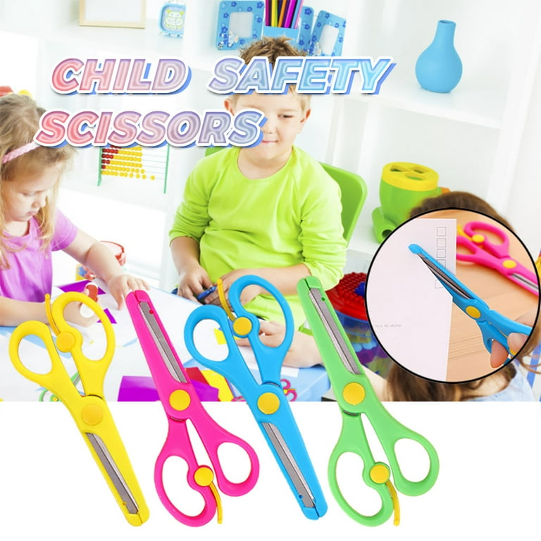 amassan Plastic Safety Scissors Toddlers Training Scissors Pre-School Training Scissors and Offices Scissors (3pcs) Kids Paper-cut (60 Sheets)
