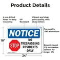 thumbnail image 2 of (2 Pack) No Trespassing Residents Only OSHA Notice Sign 24 Inch X 18 Inch Indoor / Outdoor Rust-Free Aluminum Metal Signs for Workplace, Workshop, and Construction Site, Made in the USA, 2 of 8
