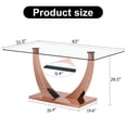 thumbnail image 3 of Sumdeal 63" Glass Dining Table for 4-6 people,Modern Dining Room Table for 4, Kitchen Table for 6, Dinner Table with Rectangle Tempered Glass Top and Chrome Rose Gold Base, 3 of 9