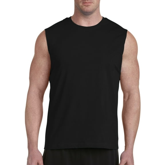 Harbor Bay by DXL Big and Tall Men's Moisture-Wicking Muscle T-Shirt, Black, 6XLTall