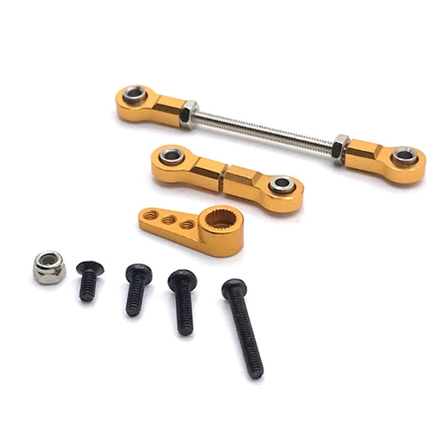 Vogacara RC Cars 1/28 Servo Arm Metal mejorado varillas de enlace de dirección ensamblado Kit de enlace de repuesto para WLtoys K969 K979 K989 K999 Kits de construcción modelo Oro Vogacara FN010112-03