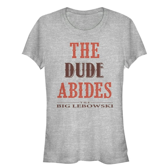 Junior's The Big Lebowski The Dude Abides  Graphic Tee Athletic Heather Large