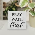 thumbnail image 4 of Zomyto 7"x7" Inspiration Christian Wood Box Sign Decor Desk Sign Pray Wait Trust Wooden Box Block Sign, 4 of 5