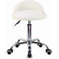 thumbnail image 4 of Taburetes Giratorios con Respaldo Bajo Taburetes Redondos Rodantes Silla Taburete Blanco con Ruedas para el Hogar Salón Facial SPA Masaje Tatuajes Trabajo, 4 of 4