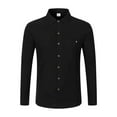 thumbnail image 3 of LIIPEE Men Shirts Casual Long Sleeve Lapel Solid Color Linen Cardigan Shirt Male Loose Fit Fashion Buttons Tops Comfortable Breathable Soft Daily Shirts,Black,L, 3 of 9