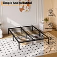 thumbnail image 3 of Cama Queen Metálica Plataforma – 14 Pulgadas, Estructura Resistente, Almacenaje Inferior, Montaje Fácil, Sin Somier, Antirruido – Negro – QUEEN (203×153×38CM), 3 of 7