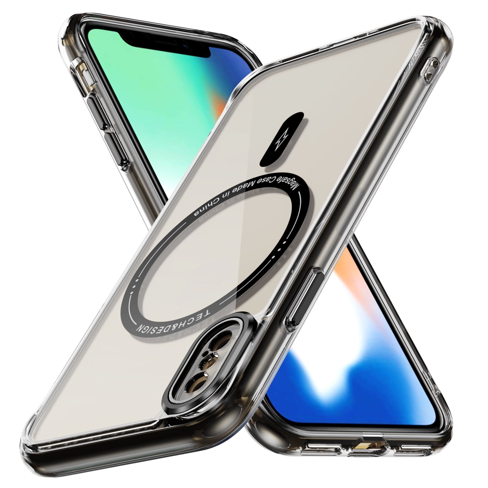 Magnetic for iPhone XS Max Case, [Fit for MagSafe] [Never Yellowing] [Military Grade Rugged Durable Protection] Back Slim Clear Wireless Charging Shockproof Premium Phone Case,Black