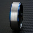 thumbnail image 2 of Men's Wedding Band Ring 6mm Silver Stripe Blue Edge Black Inside - Wedding Rings for Men and Women, 2 of 5