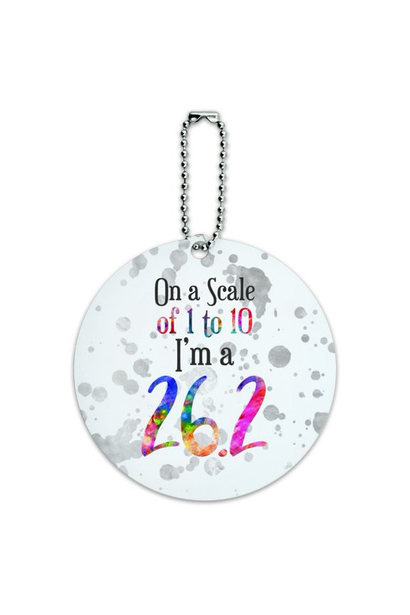 26.2 Marathon Scale of 1 to 10 Rainbow Runner Round Luggage ID Tag Card Suitcase Carry-On