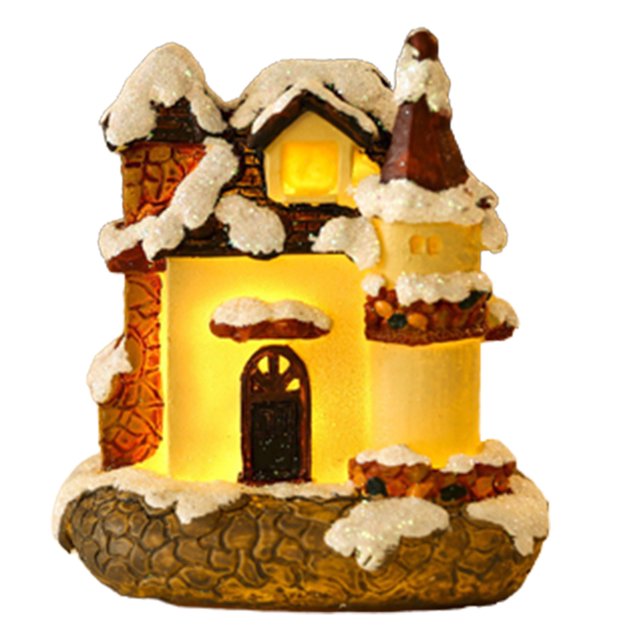Christmas Table Decorations Mini Light Up Resin House Battery Operated In Dark Snowhouse Scene Collectible Buildings Miniature for Home Bedroom Table Desk Decoration Battery Operated Lights