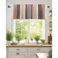 thumbnail image 2 of Vintage Brown Beige Stripes Valances for Windows Peeling Paint Effect Texture Valance Rod Pocket Short Window Treatments Curtains for Kitchen Bathroom Living Room Bedroom, 42 x 18 Inch, 2 of 7