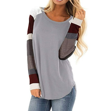 Fresh look - Women's Long Sleeve Cotton Knitted Patchwork Casual Tunic ...