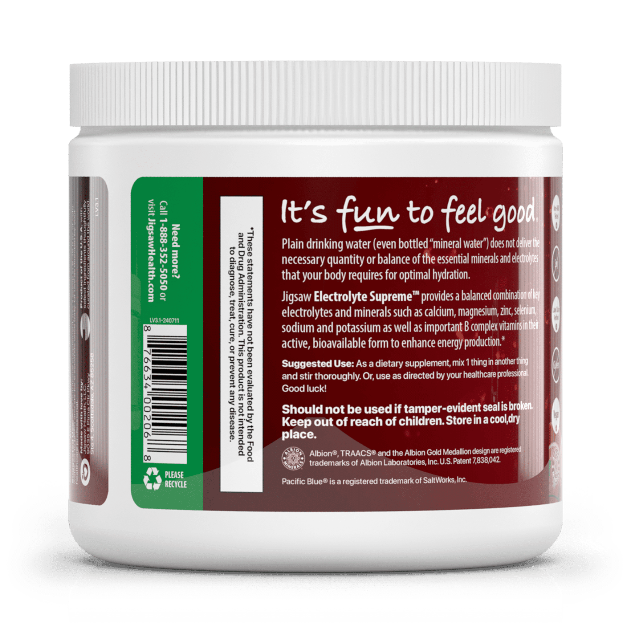 Jigsaw Health, Electrolyte Supreme, Fruit Punch, 11.9 oz (336 g)