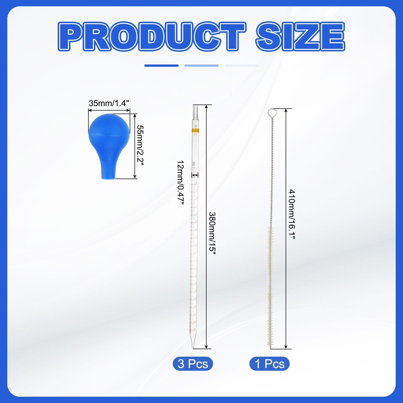 Uxcell Graduated Dropper Pipettes 4 Pcs 0.5ml Reusable Borosilicate Glass Pipette for Transfer Liquid for Laboratory, Chemistry, Clear