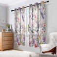thumbnail image 2 of Yayeee Window Curtains Set of 2 for Living Room Light Filtering 63"x52", Purple Floral Pattern, 2 of 7