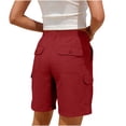 thumbnail image 6 of Inglocry Bermuda Shorts for Women Cargo Shorts Knee Length 6 Pockets Elastic Waist Long Shorts for Summer Casual Red S, 6 of 7