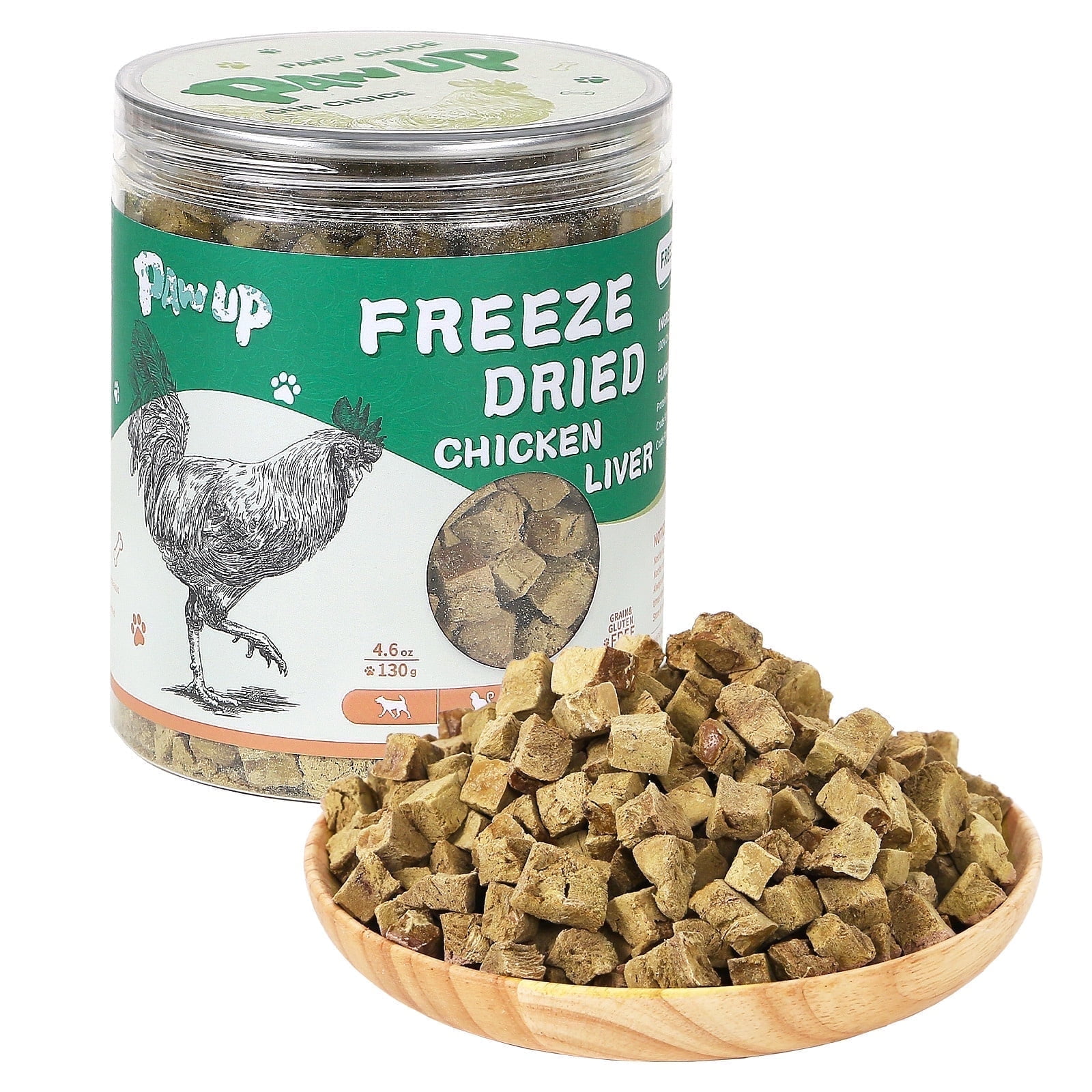 PAWUP Chicken Liver Freeze Dried Dog and Cat Treats, Single Ingredient, Grain Free, No Additives, High Protein Dog Toppers for Training, 4.6oz