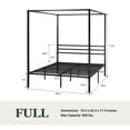 thumbnail image 6 of Amolife Full Bed Frame, Canopy Bed with Metal Headboard, No Box Spring Needed, Black, 6 of 15