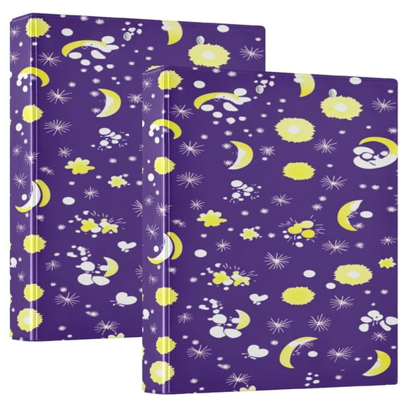 Midnight Star 12.4x10.6in PVC Round Ring Binder, D-Ring 3-Hole, Metal Clip, 200 Sheets