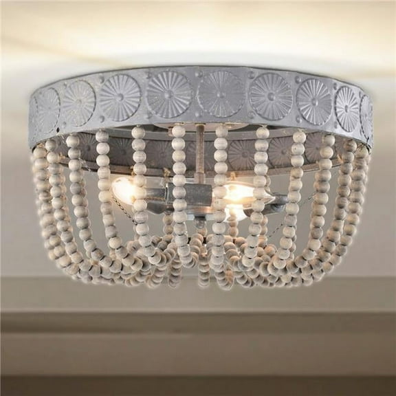 Warehouse of Tiffany IMC841C-3 16 in. Poury Indoor 3-Light Weathered Grey Flush Mount Ceiling Light with Light Kit