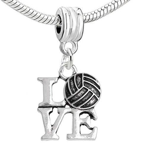 Love Volleyball Charm European Bead