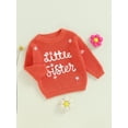 thumbnail image 3 of Suealasg Baby Girl Knit Sweater Long Sleeve Floral Letter Embroidery Chunky Pullover Sweater 3 6 9 12 18 Months Infant Sister Matching Fall Winter Sweater Warm Top, 3 of 7