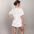 thumbnail image 6 of Women's Eyelet Pajama Set with Cropped Top Embroidered Heart Detail and Elastic Waist Lounge Shorts - Many Colors, Small, 6 of 7
