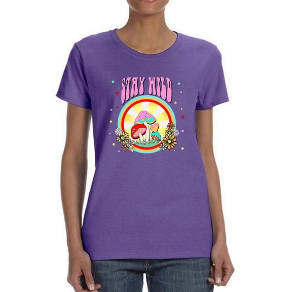 Stay Mushroom Wild Shaped T-Shirt Women -Image by Shutterstock, Female x-Large