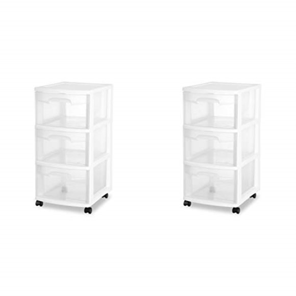 Sterilite Drawer Wide Cart White