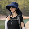 thumbnail image 4 of Wide Brim Shawl Design Adjustable Windproof Rope Fisherman Hat Women Lightweight Ponytail Hole Visor Hat, 4 of 10