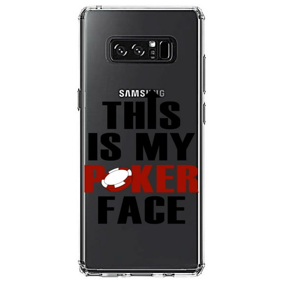 DistinctInk Clear Shockproof Hybrid Case for Samsung Galaxy Note 8 - TPU Bumper Acrylic Back Tempered Glass Screen Protector - This is My POKER Face