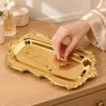 thumbnail image 4 of Vintage Metal Serving Tray for Jewelry, Dessert, Embossed Rectangle Vanity Decor Tray, Versatile Serving Tray For Home Wedding Display Table & Birthday Party (4.84x7.87", Gold-1Pc), 4 of 6