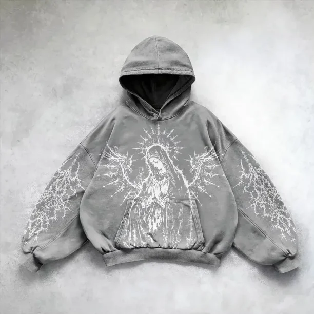 Sudadera gótica Y2k con capucha para hombre y mujer, sudadera informal con estampado de diosa, estilo Hip Hop, ropa de calle Retro con personalidad