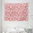 thumbnail image 1 of Snowflake Tapestry, Stars Seven Pointed Stars and Dots Pattern Abstract Motifs New Year Illustration, Wall Hanging for Bedroom Living Room Dorm Decor, 80W X 60L Inches, Red White, by Ambesonne, 1 of 2